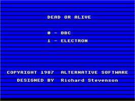 Title screen of Dead Or Alive on the Acorn Electron.