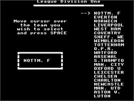 Title screen of Footballer Of The Year on the Acorn Electron.
