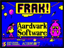Title screen of Frak! on the Acorn Electron.