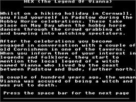 Title screen of Hex on the Acorn Electron.