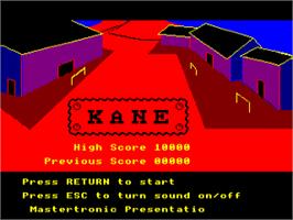 Title screen of Kane on the Acorn Electron.
