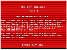 Title screen of Ket Trilogy, The on the Acorn Electron.