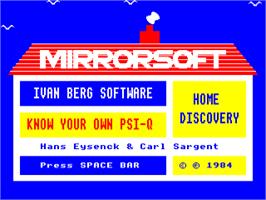 Title screen of Know Your Own PSI-Q on the Acorn Electron.