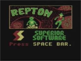 Title screen of Repton on the Acorn Electron.