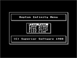 Title screen of Repton Infinity on the Acorn Electron.