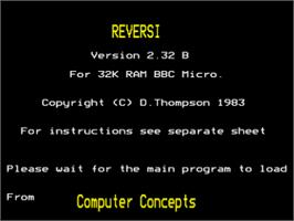 Title screen of Reversi (Acornsoft) on the Acorn Electron.