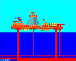 Title screen of Rig Attack on the Acorn Electron.