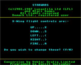 Title screen of Star Wars on the Acorn Electron.