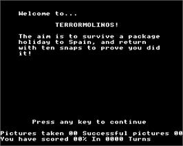 Title screen of Terrormolinos on the Acorn Electron.