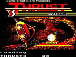 Title screen of Thrust on the Acorn Electron.