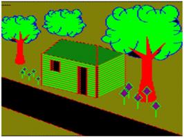 Title screen of Twin Kingdom Valley on the Acorn Electron.