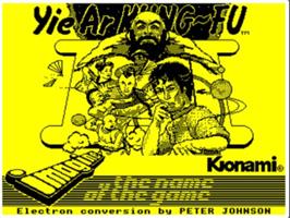 Title screen of Yie Ar Kung-Fu 2 on the Acorn Electron.