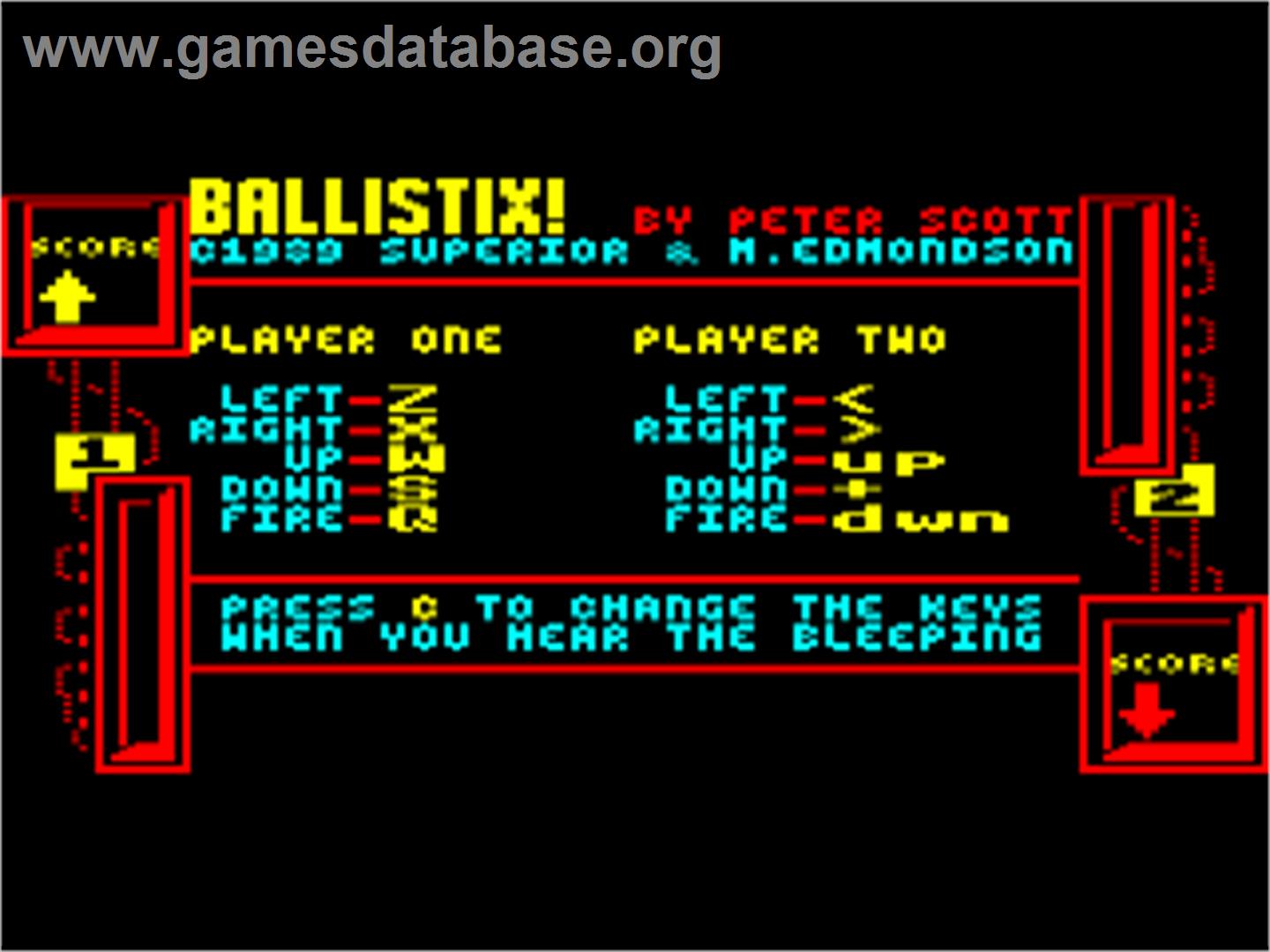 Ballistix - Acorn Electron - Artwork - Title Screen
