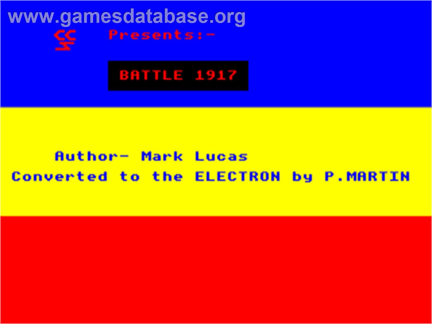 Battle 1917 - Acorn Electron - Artwork - Title Screen