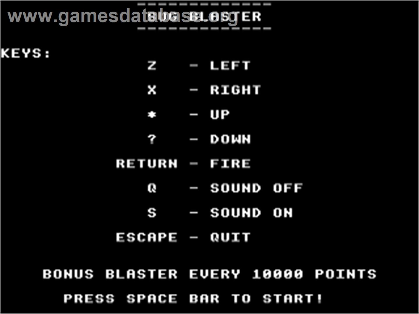 Bug Blaster - Acorn Electron - Artwork - Title Screen