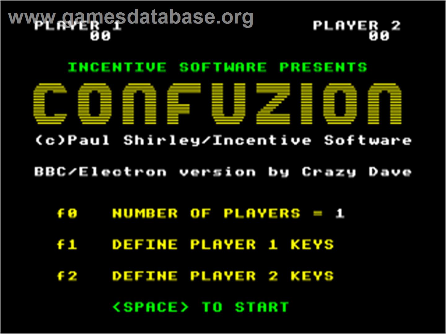 Confuzion - Acorn Electron - Artwork - Title Screen