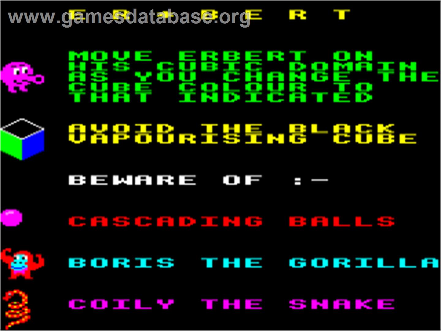 Crazy Er*Bert - Acorn Electron - Artwork - Title Screen