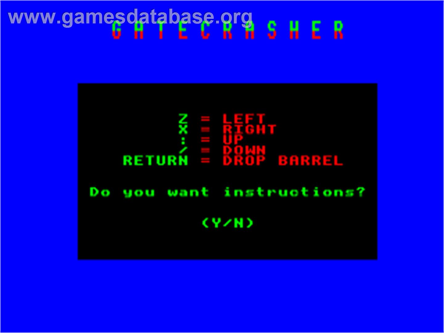 Gatecrasher - Acorn Electron - Artwork - Title Screen