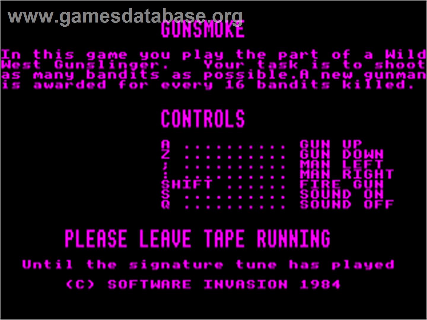 Gunsmoke - Acorn Electron - Artwork - Title Screen