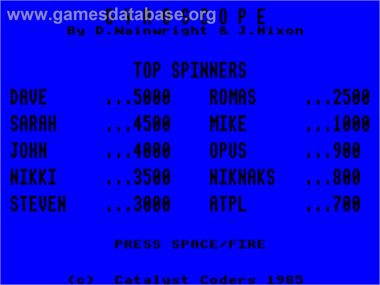 Gyroscope - Acorn Electron - Artwork - Title Screen