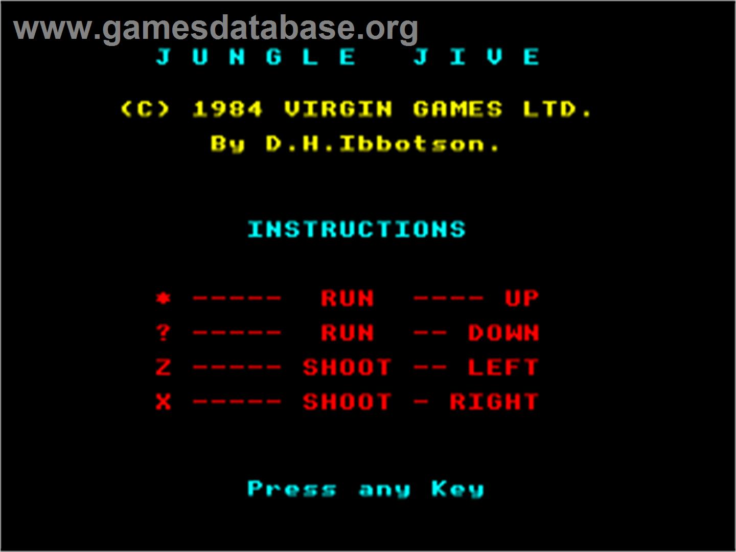 Jungle Jive - Acorn Electron - Artwork - Title Screen