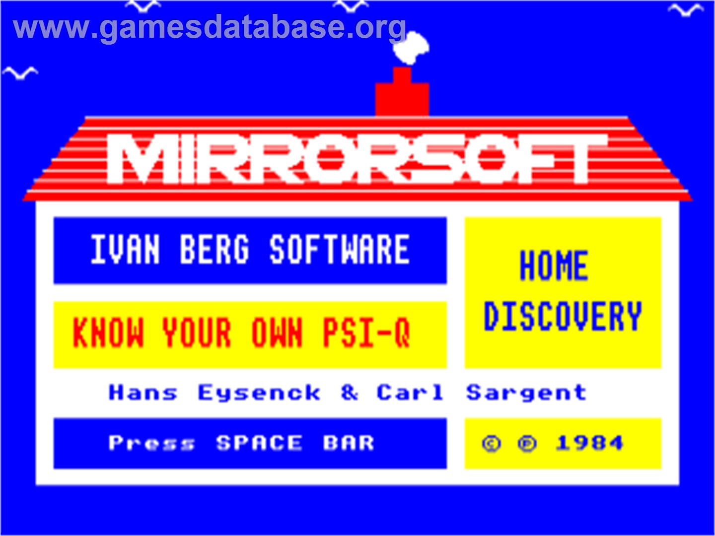 Know Your Own PSI-Q - Acorn Electron - Artwork - Title Screen