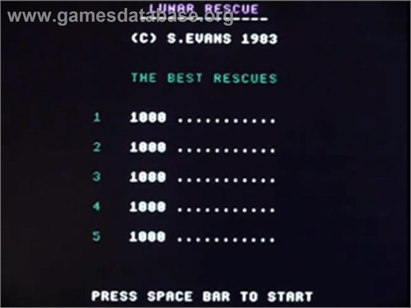 Lunar Rescue - Acorn Electron - Artwork - Title Screen