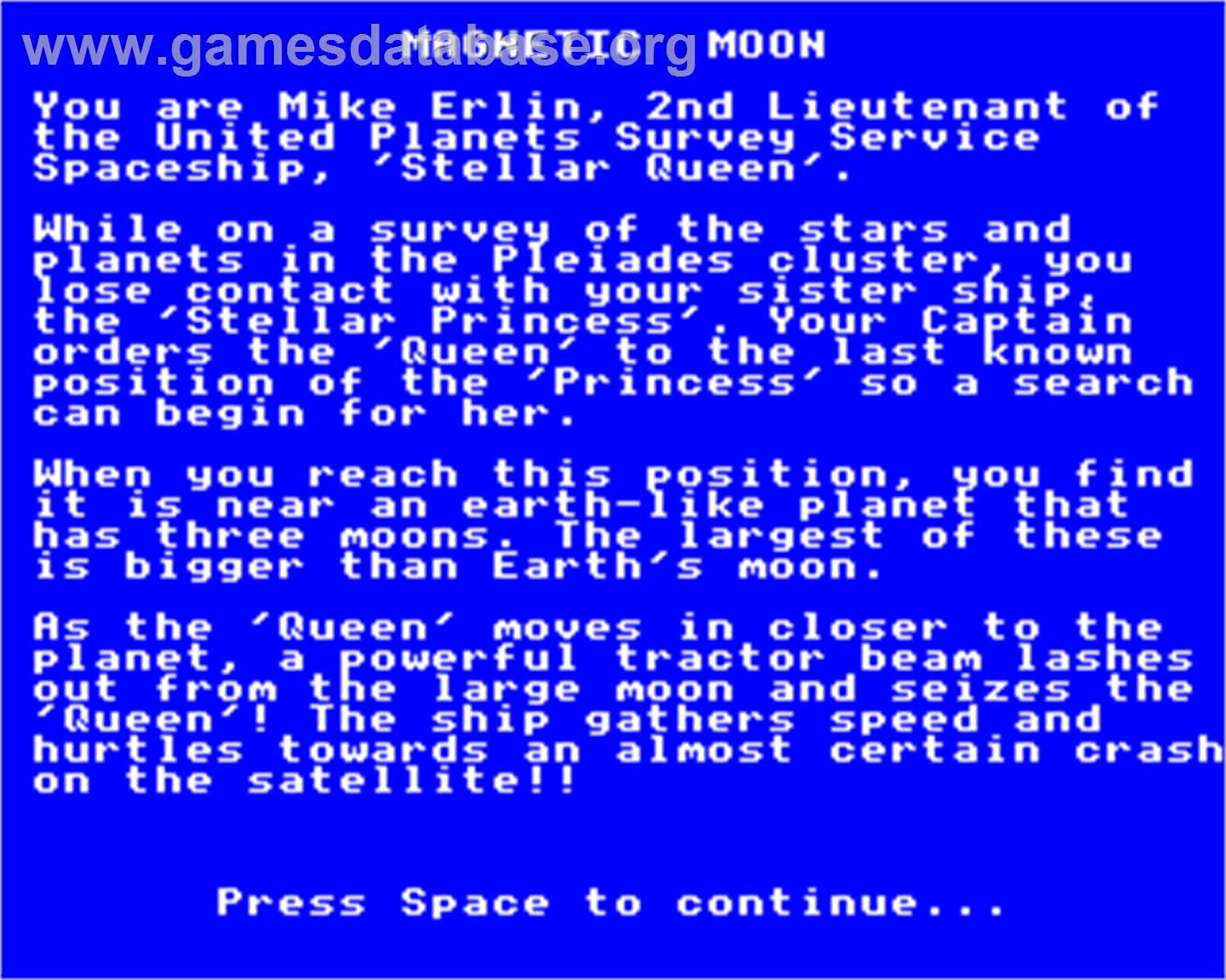 Magnetic Moon - Acorn Electron - Artwork - Title Screen