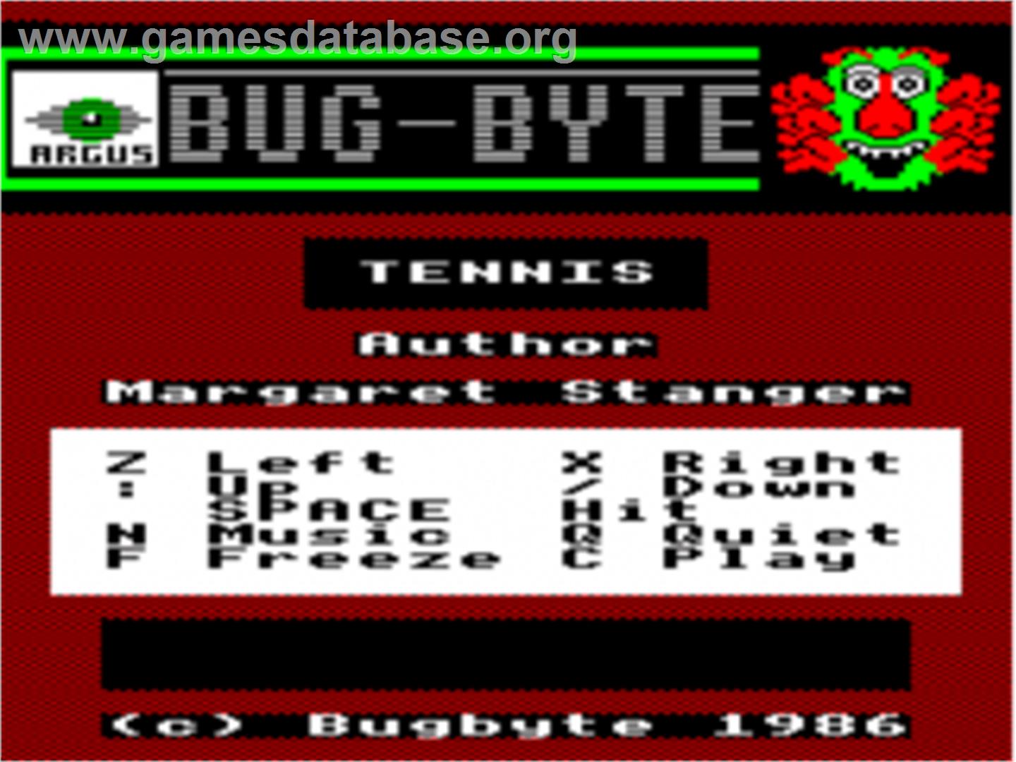 Tennis - Acorn Electron - Artwork - Title Screen
