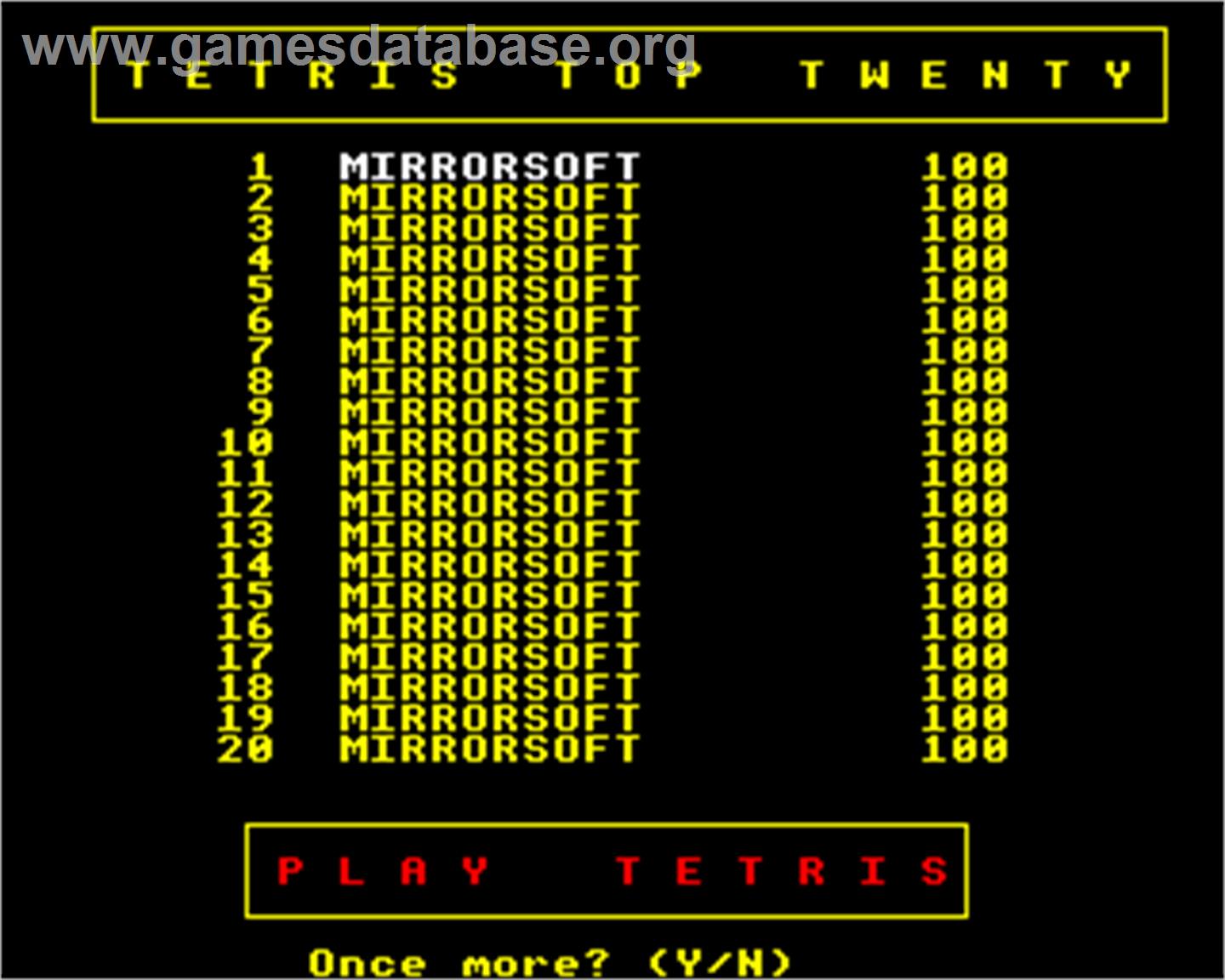Tetris (Mirrorsoft) - Acorn Electron - Artwork - Title Screen