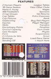 Box back cover for 2 Player Soccer Squad on the Amstrad CPC.