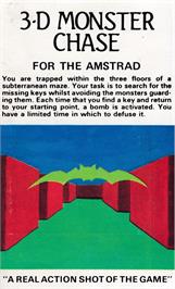 Box back cover for 3D Monster Chase on the Amstrad CPC.