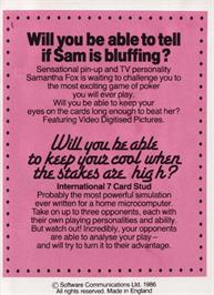 Box back cover for 7 Card Stud on the Amstrad CPC.