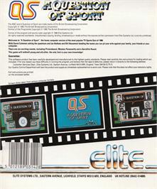 Box back cover for A Question of Sport on the Amstrad CPC.