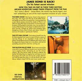 Box back cover for A View to a Kill on the Amstrad CPC.