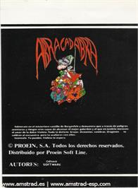 Box back cover for Abracadabra on the Amstrad CPC.