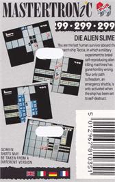 Box back cover for Alien Slime, Die on the Amstrad CPC.