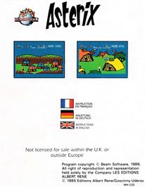 Box back cover for Asterix and the Magic Cauldron on the Amstrad CPC.
