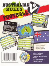 Box back cover for Australian Rules Football on the Amstrad CPC.
