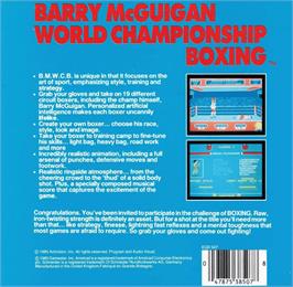 Box back cover for Barry McGuigan World Championship Boxing on the Amstrad CPC.