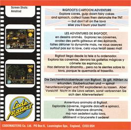 Box back cover for Bigfoot on the Amstrad CPC.