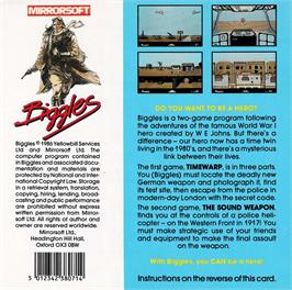 Box back cover for Biggles on the Amstrad CPC.