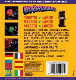 Box back cover for Blasteroids on the Amstrad CPC.