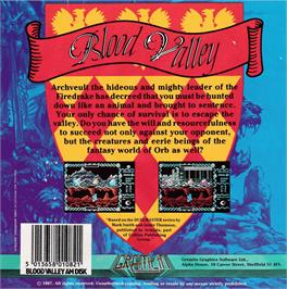 Box back cover for Blood Valley on the Amstrad CPC.