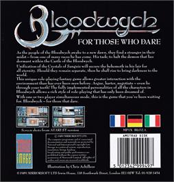 Box back cover for Bloodwych on the Amstrad CPC.