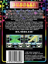 Box back cover for Bubbler on the Amstrad CPC.