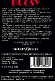 Box back cover for Bugsy on the Amstrad CPC.