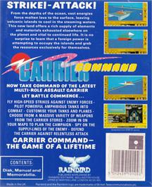 Box back cover for Carrier Command on the Amstrad CPC.