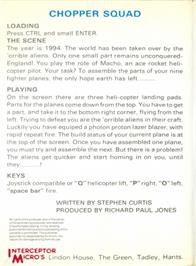 Box back cover for Chopper Squad on the Amstrad CPC.