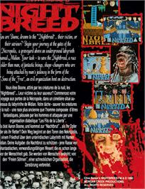 Box back cover for Clive Barker's Nightbreed:  The Action Game on the Amstrad CPC.